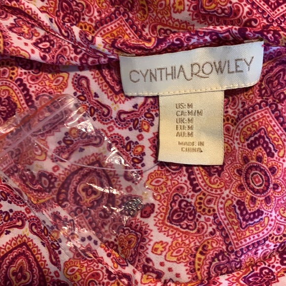 CYNTHIA ROWLEY NWOT Pink Paisley Sleeveless Top M - Picture 5 of 7